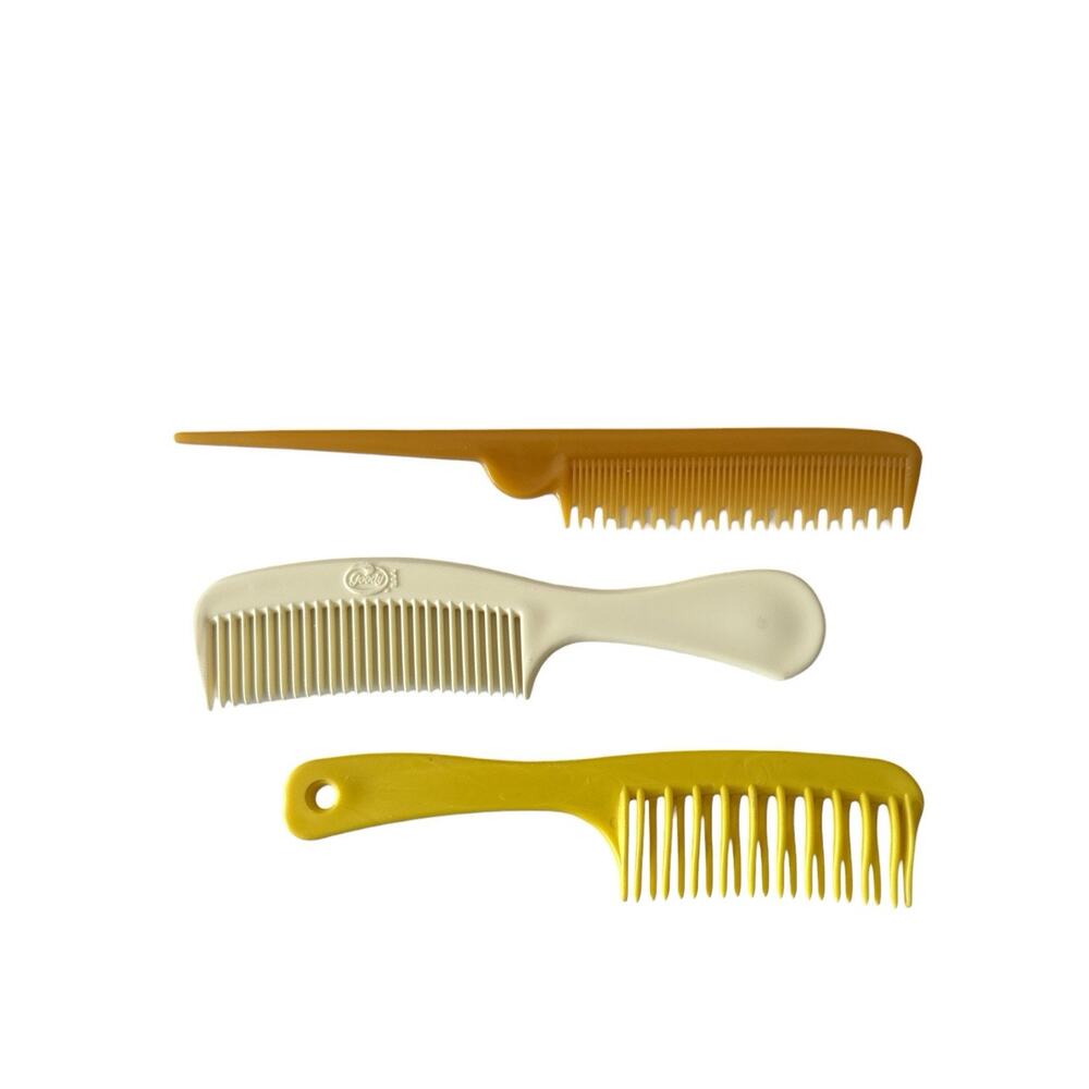 Vintage Goody Super Pocket Combs Unbreakable White Hair Plastic Salon 6.5" USA